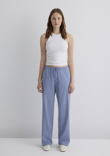  Mavi Çizgili Mavi Pantolon 1010999-89860