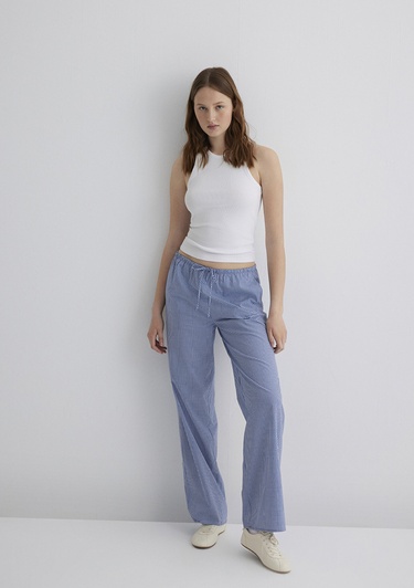  Mavi Çizgili Mavi Pantolon 1010999-89860