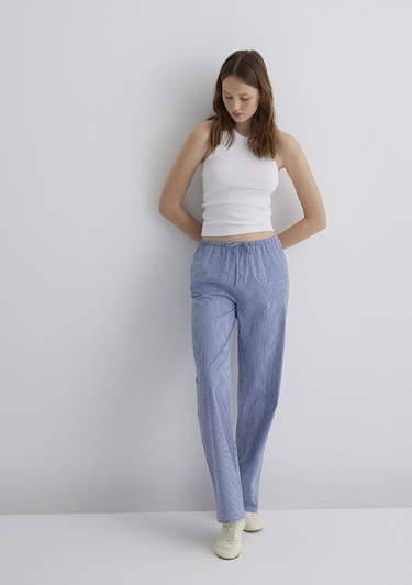  Mavi Çizgili Mavi Pantolon 1010999-89860