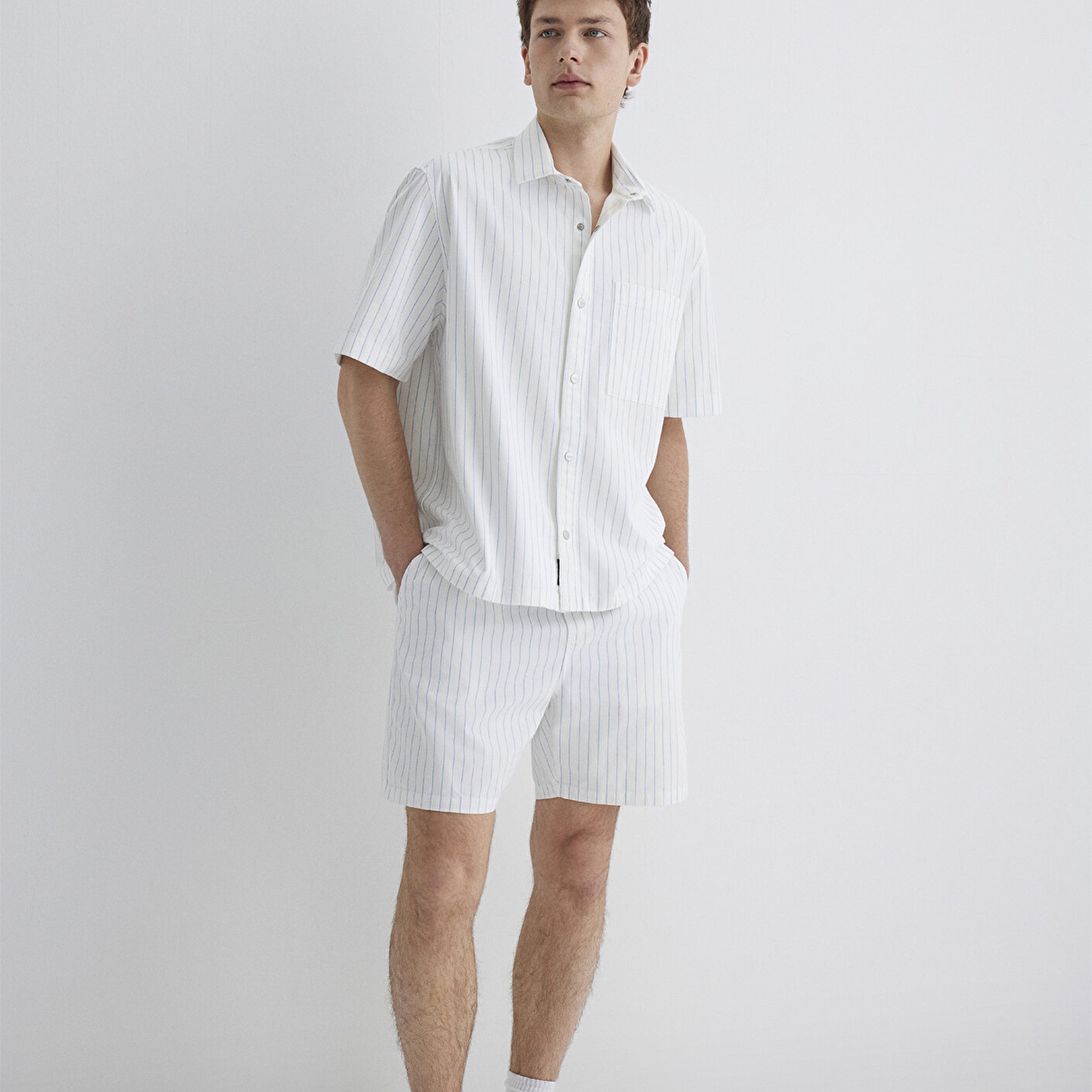 Mavi Çizgili Mavi Şort 0410261-85440