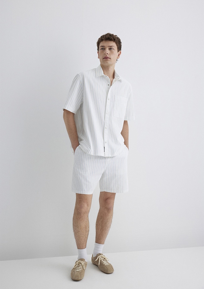  Mavi Çizgili Mavi Şort 0410261-85440