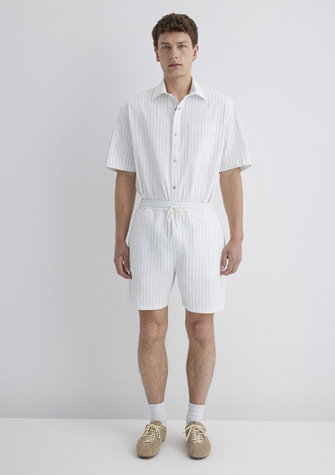  Mavi Çizgili Mavi Şort 0410261-85440