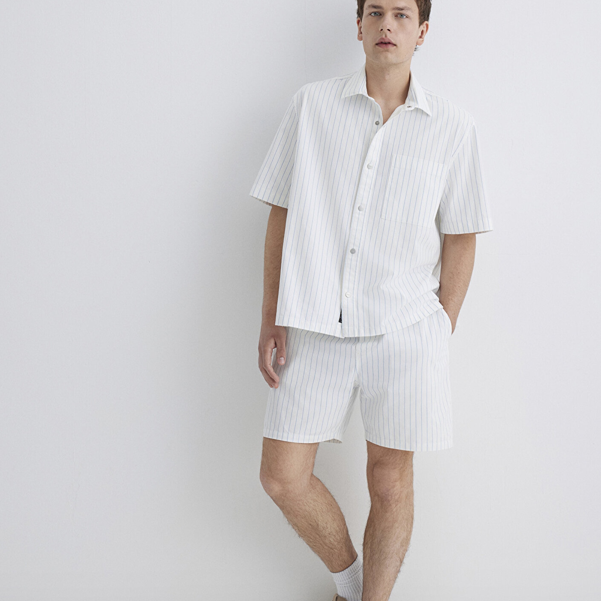 Mavi Çizgili Mavi Şort 0410261-85440