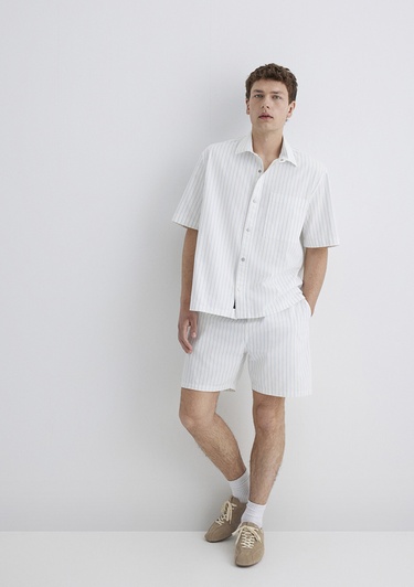  Mavi Çizgili Mavi Şort 0410261-85440