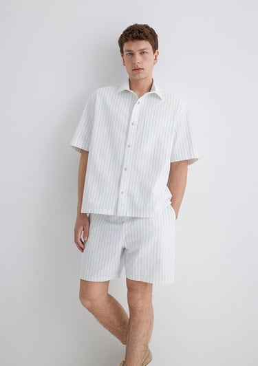  Mavi Çizgili Mavi Gömlek Oversize / Geniş Kesim 0211485-85440