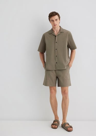  Mavi Kahverengi Gömlek Loose Fit / Bol Rahat Kesim 0211544-89931