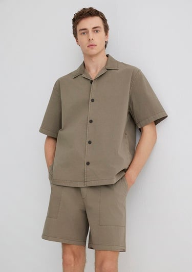  Mavi Kahverengi Gömlek Loose Fit / Bol Rahat Kesim 0211544-89931