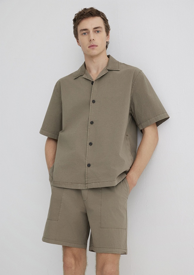  Mavi Kahverengi Gömlek Loose Fit / Bol Rahat Kesim 0211544-89931