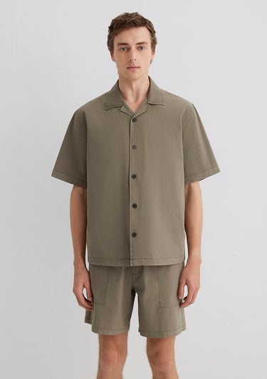  Mavi Kahverengi Gömlek Loose Fit / Bol Rahat Kesim 0211544-89931