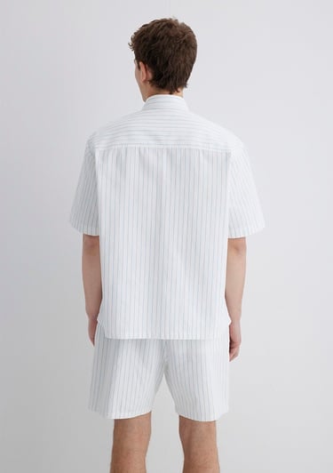  Mavi Çizgili Mavi Gömlek Oversize / Geniş Kesim 0211485-85440