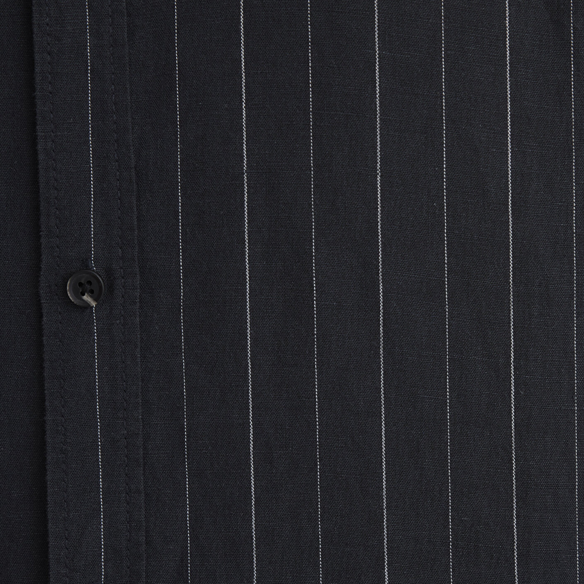 Mavi Keten Karışımlı Çizgili Siyah Gömlek Regular Fit / Normal Kesim 0211515-89892