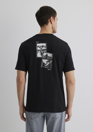  Mavi Baskılı Siyah Tişört Regular Fit / Normal Kesim 0612674-900