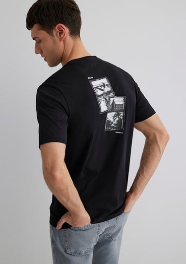  Mavi Baskılı Siyah Tişört Regular Fit / Normal Kesim 0612674-900