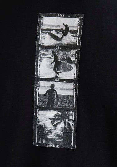  Mavi Baskılı Siyah Tişört Regular Fit / Normal Kesim 0612674-900