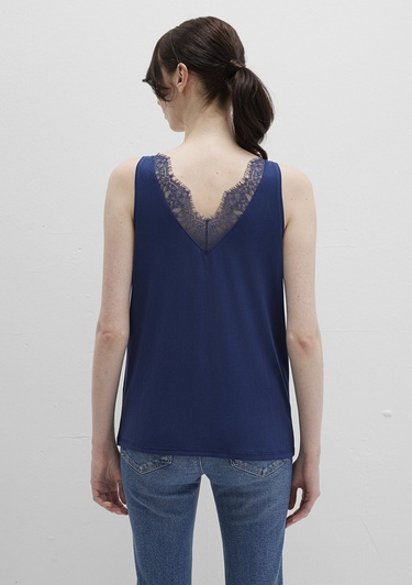  Mavi Dantel Detaylı Tencel TM Lacivert Modal  Atlet Slim Fit / Dar Kesim 1613215-70491