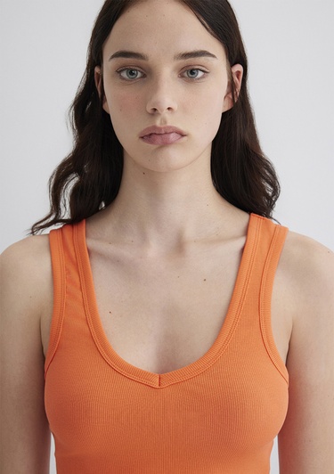  Mavi V Yaka Turuncu Basic Crop Atlet Crop / Kısa Kesim 1612375-71272