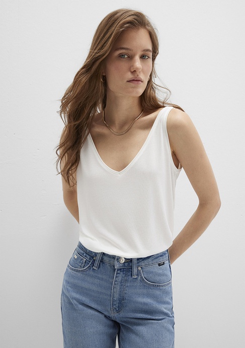  Mavi Dantel Detaylı Tencel TM Beyaz Modal Atlet Slim Fit / Dar Kesim 1613215-70057