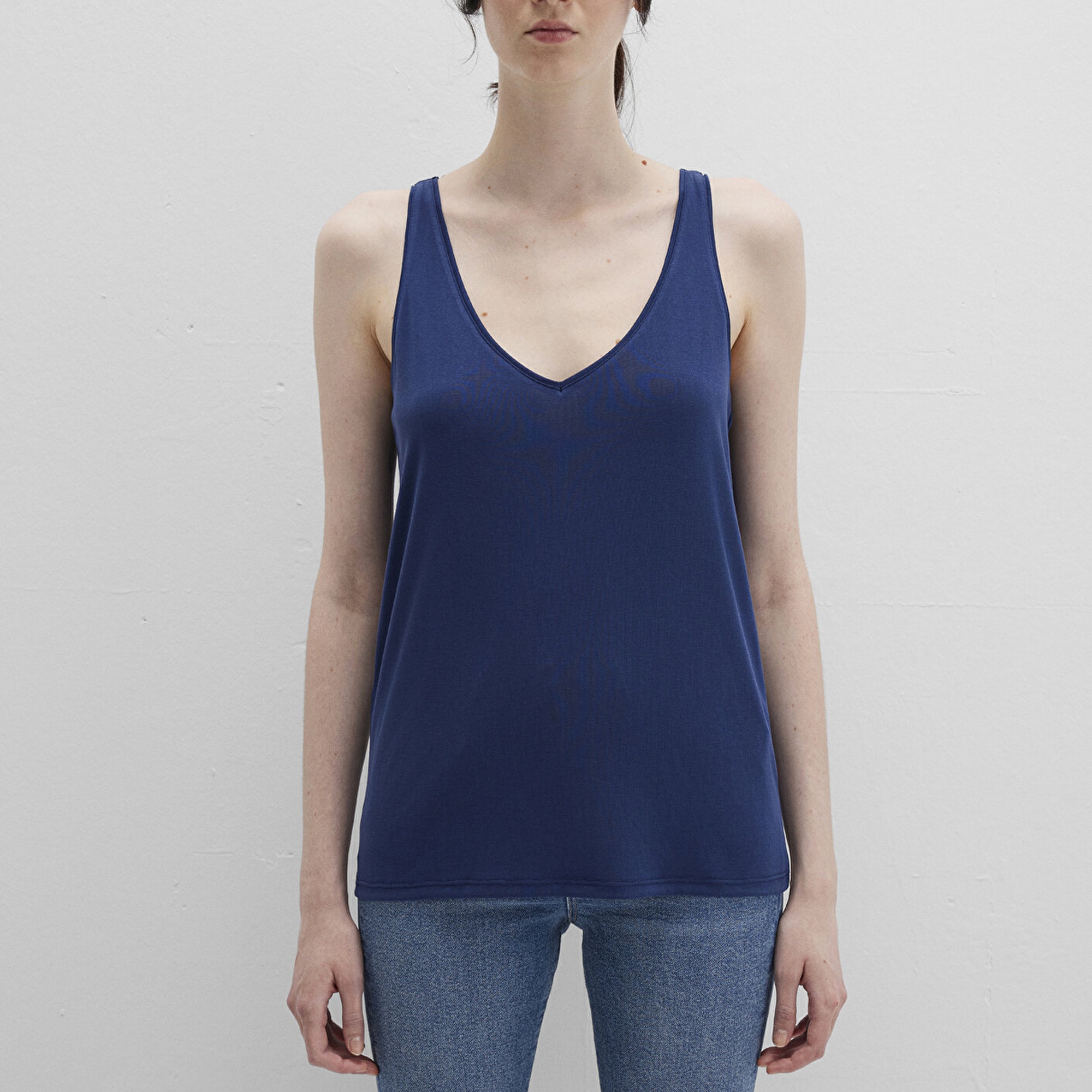 Mavi Dantel Detaylı Tencel TM Lacivert Modal  Atlet Slim Fit / Dar Kesim 1613215-70491