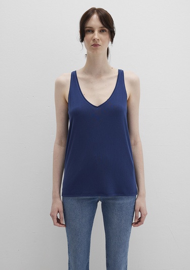  Mavi Dantel Detaylı Tencel TM Lacivert Modal  Atlet Slim Fit / Dar Kesim 1613215-70491