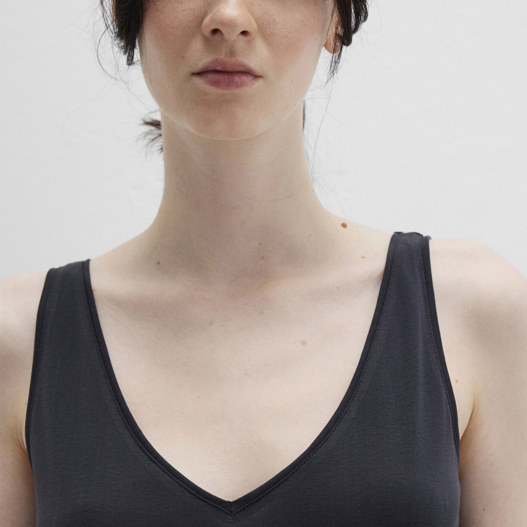 Mavi Dantel Detaylı Tencel TM Siyah Modal  Atlet Slim Fit / Dar Kesim 1613215-900