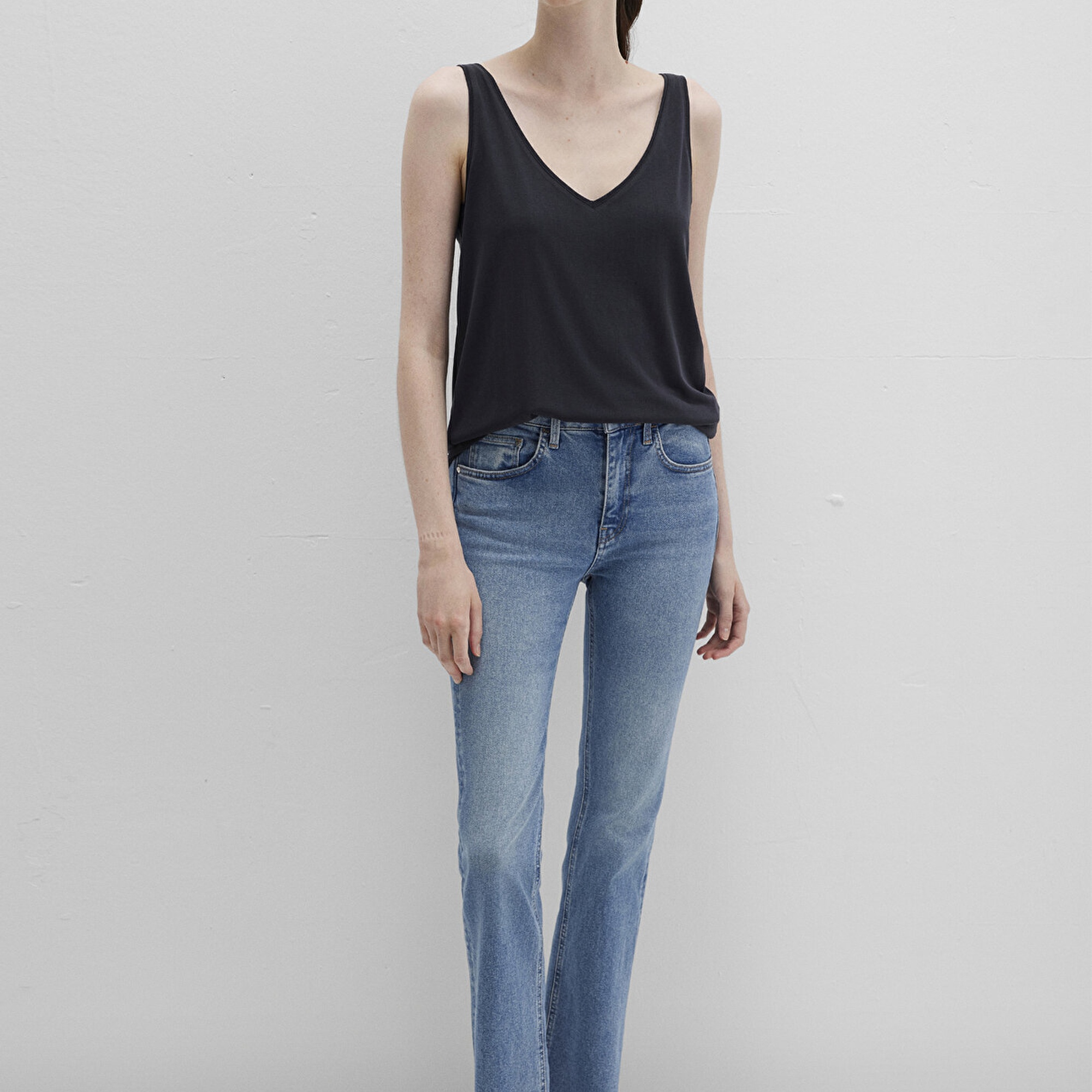 Mavi Dantel Detaylı Tencel TM Siyah Modal  Atlet Slim Fit / Dar Kesim 1613215-900