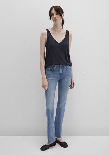  Mavi Dantel Detaylı Tencel TM Siyah Modal  Atlet Slim Fit / Dar Kesim 1613215-900