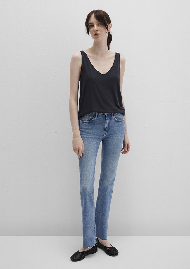  Mavi Dantel Detaylı Tencel TM Siyah Modal  Atlet Slim Fit / Dar Kesim 1613215-900