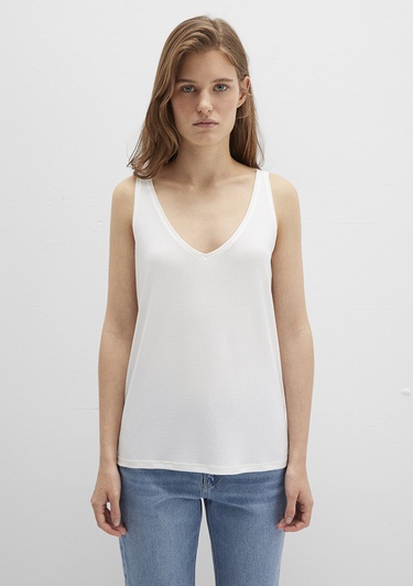  Mavi Dantel Detaylı Tencel TM Beyaz Modal Atlet Slim Fit / Dar Kesim 1613215-70057