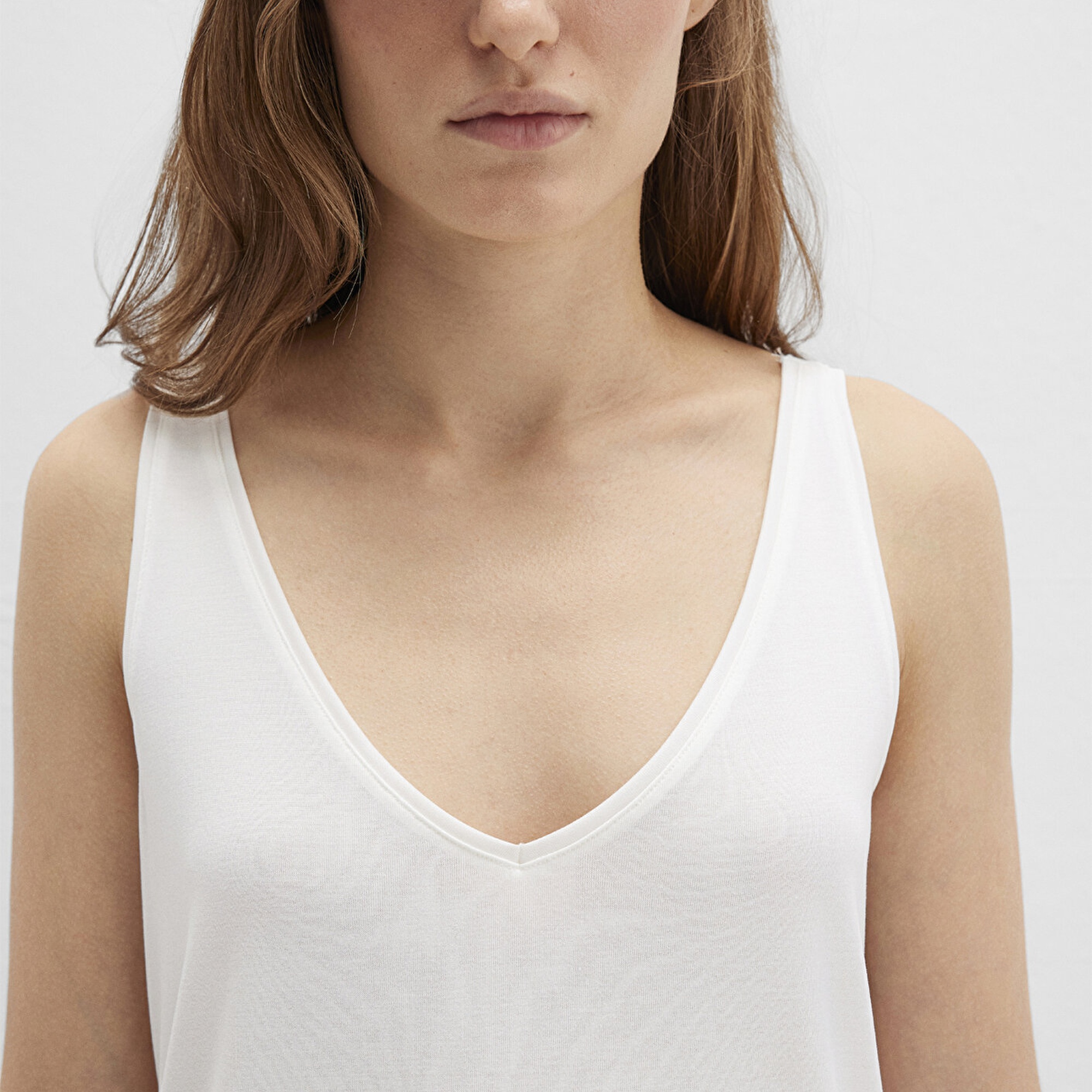 Mavi Dantel Detaylı Tencel TM Beyaz Modal Atlet Slim Fit / Dar Kesim 1613215-70057