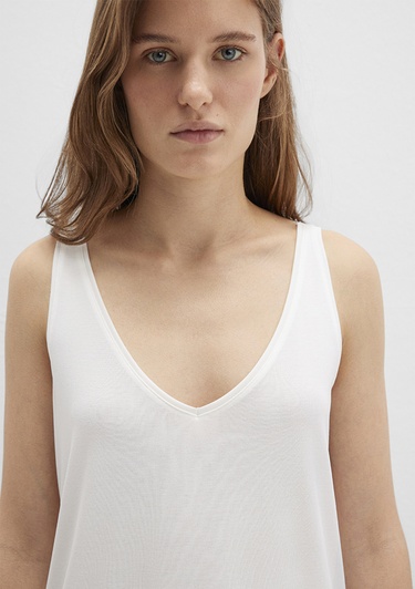  Mavi Dantel Detaylı Tencel TM Beyaz Modal Atlet Slim Fit / Dar Kesim 1613215-70057