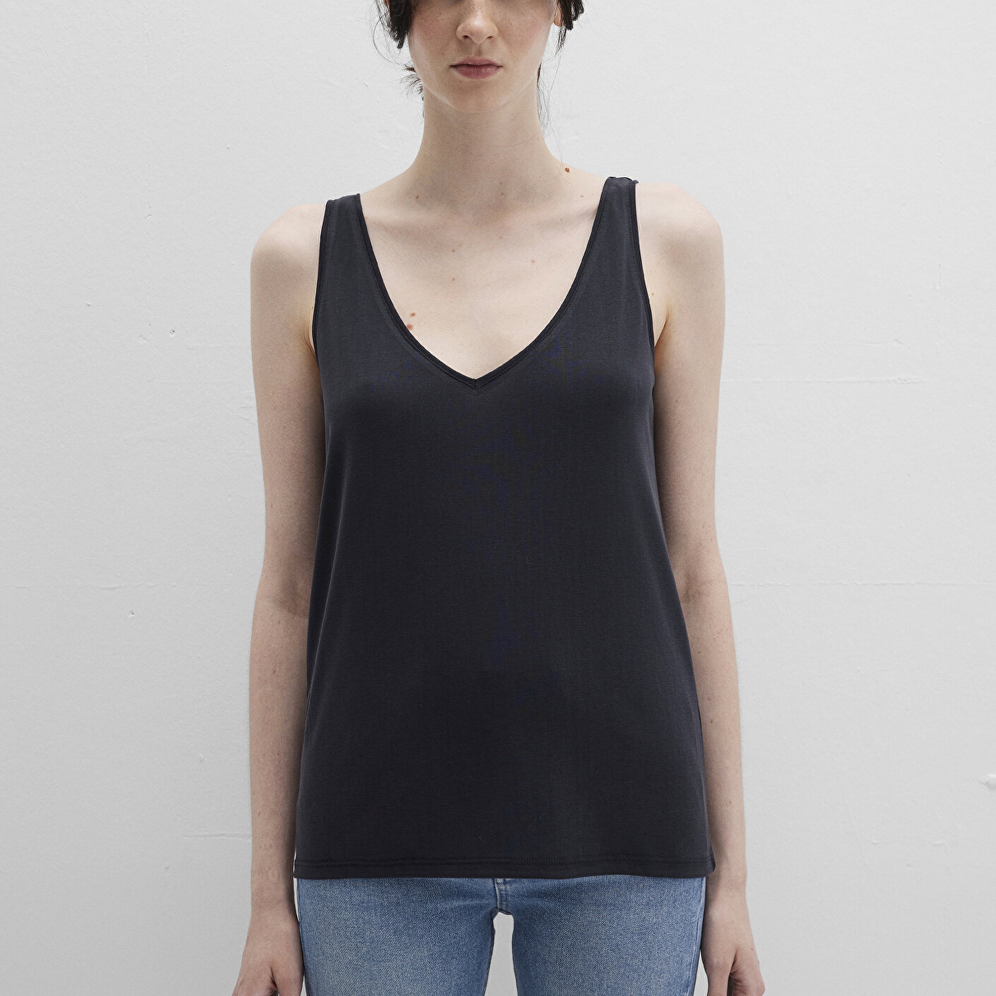 Mavi Dantel Detaylı Tencel TM Siyah Modal  Atlet Slim Fit / Dar Kesim 1613215-900