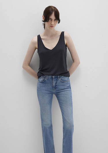  Mavi Dantel Detaylı Tencel TM Siyah Modal  Atlet Slim Fit / Dar Kesim 1613215-900