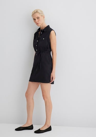  Mavi Simla Gold Klasik Puslu Siyah Jean Elbise 1310659-89758