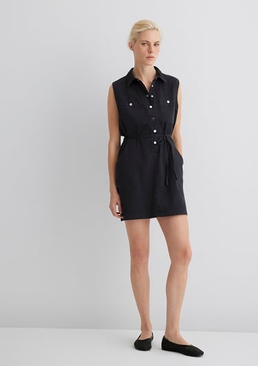  Mavi Simla Gold Klasik Puslu Siyah Jean Elbise 1310659-89758