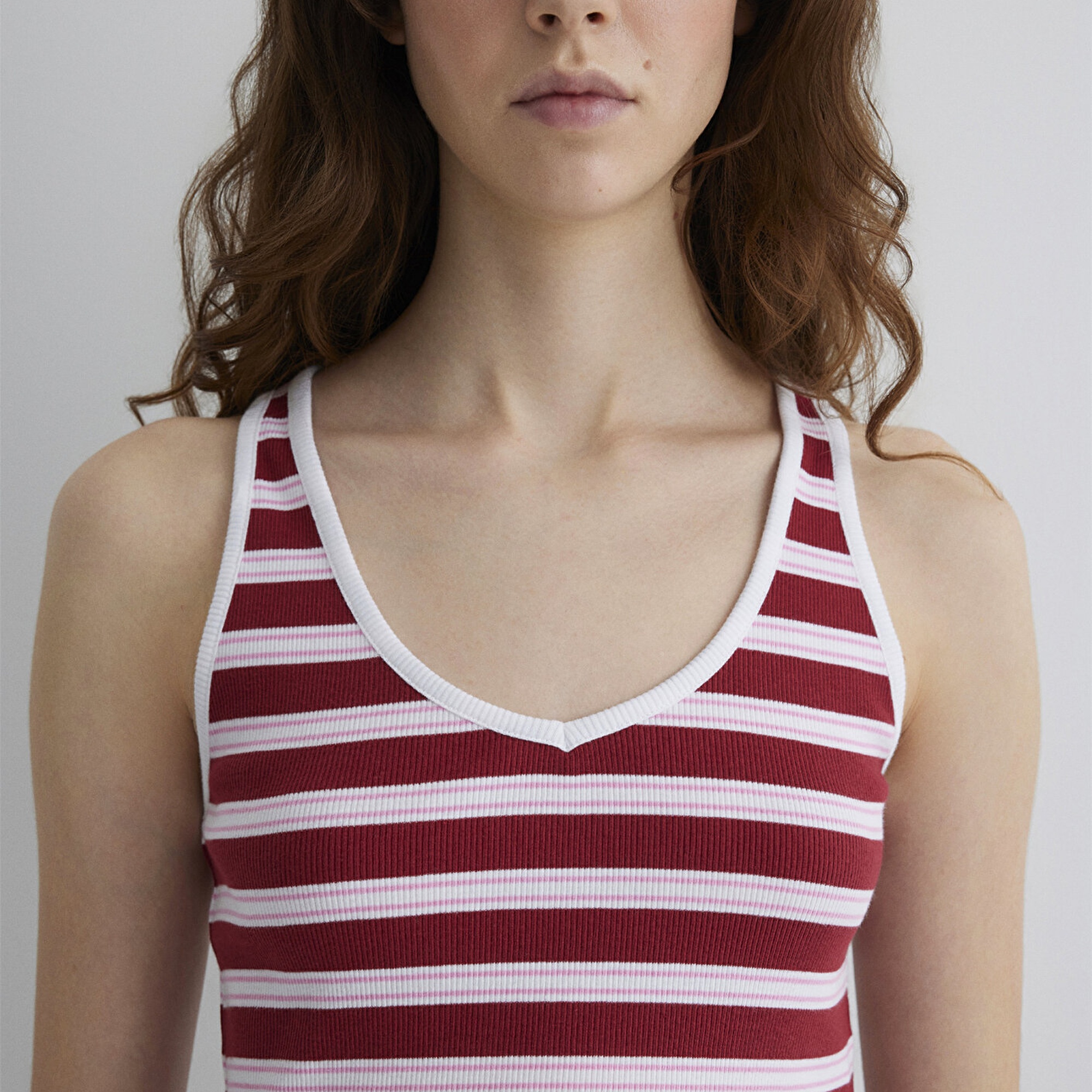 Mavi Bordo Çizgili Crop Atlet Crop / Kısa Kesim 1613086-89810