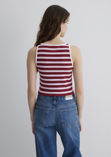  Mavi Bordo Çizgili Crop Atlet Crop / Kısa Kesim 1613086-89810