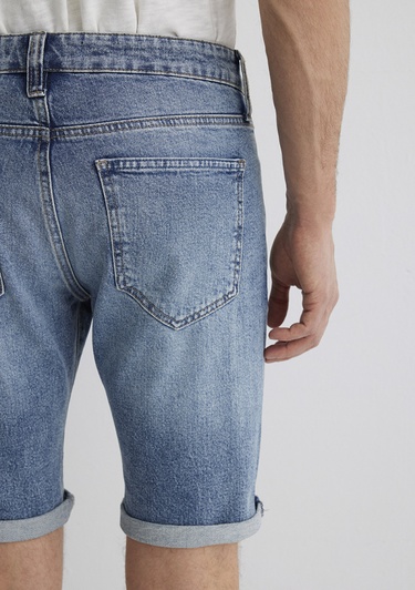  Mavi Tim Street Gölgeli Indigo Mavisi Jean Şort 0428489643