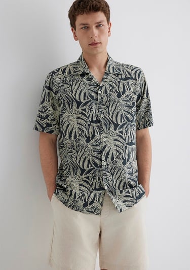  Mavi Baskılı Gri Gömlek Regular Fit / Normal Kesim 0211489-89886