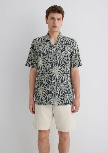  Mavi Baskılı Gri Gömlek Regular Fit / Normal Kesim 0211489-89886