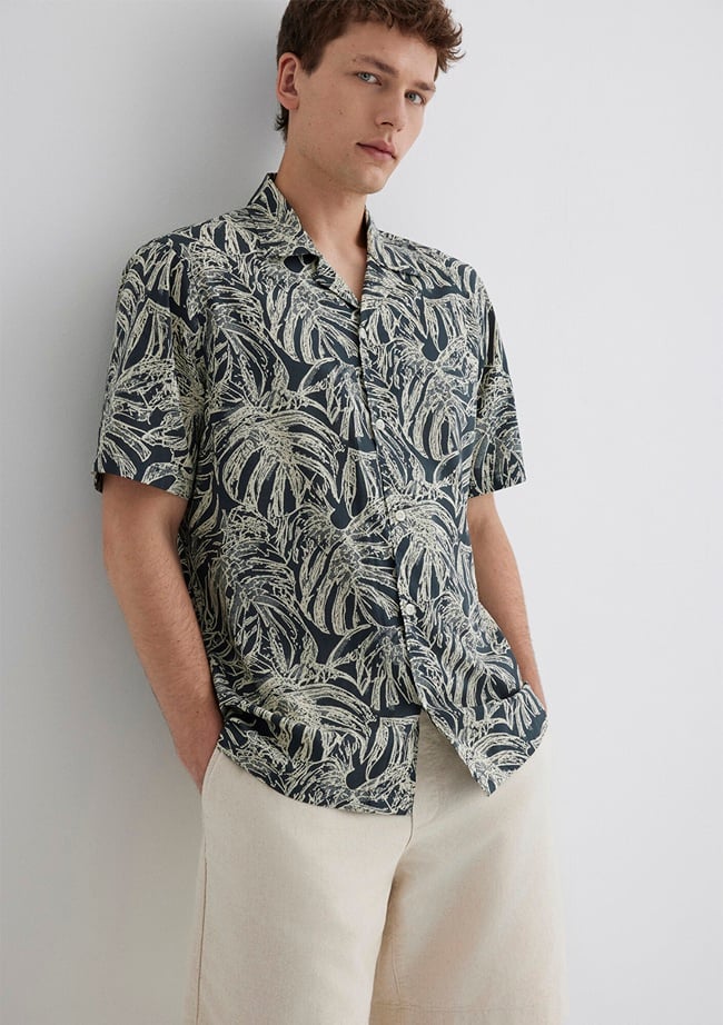  Mavi Baskılı Gri Gömlek Regular Fit / Normal Kesim 0211489-89886