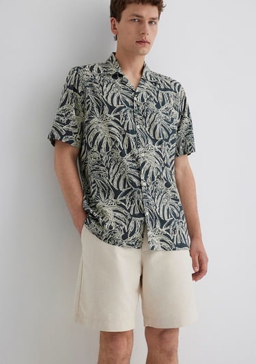  Mavi Baskılı Gri Gömlek Regular Fit / Normal Kesim 0211489-89886