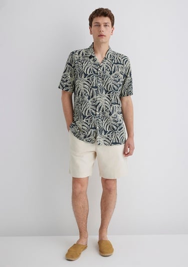  Mavi Baskılı Gri Gömlek Regular Fit / Normal Kesim 0211489-89886