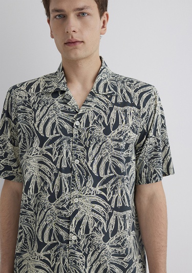  Mavi Baskılı Gri Gömlek Regular Fit / Normal Kesim 0211489-89886