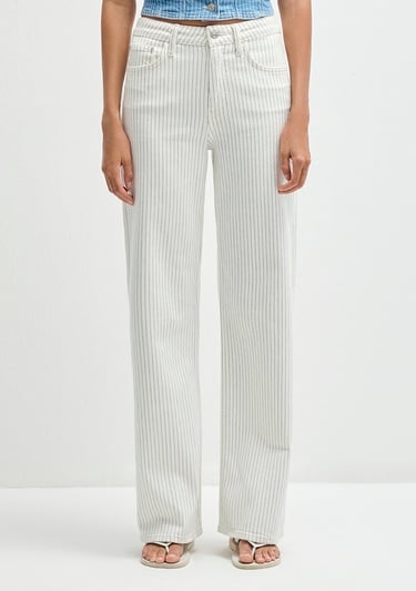  Mavi Malibu Akdeniz Çizgili Kırık Beyaz Jean Pantolon 1010152-89688