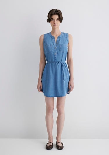  Mavi Suzy Gold Klasik Açık Mavi Jean Elbise 130317-89756
