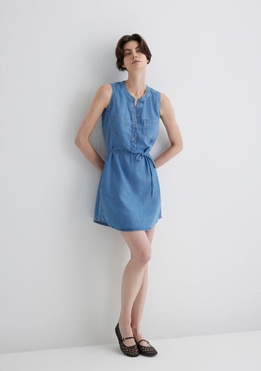  Mavi Suzy Gold Klasik Açık Mavi Jean Elbise 130317-89756