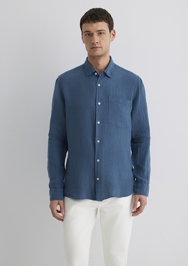  Mavi Mavi Keten Gömlek Regular Fit / Normal Kesim 0211472-89798