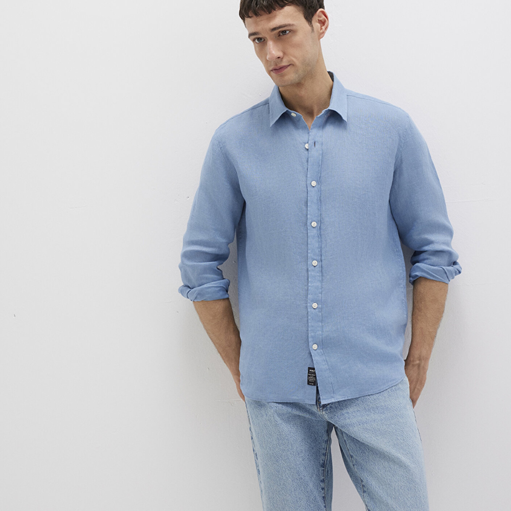 Mavi Mavi Keten Gömlek Slim Fit / Dar Kesim 0211466-70731