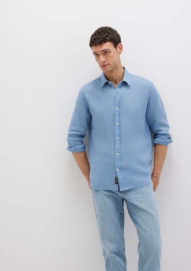  Mavi Mavi Keten Gömlek Slim Fit / Dar Kesim 0211466-70731