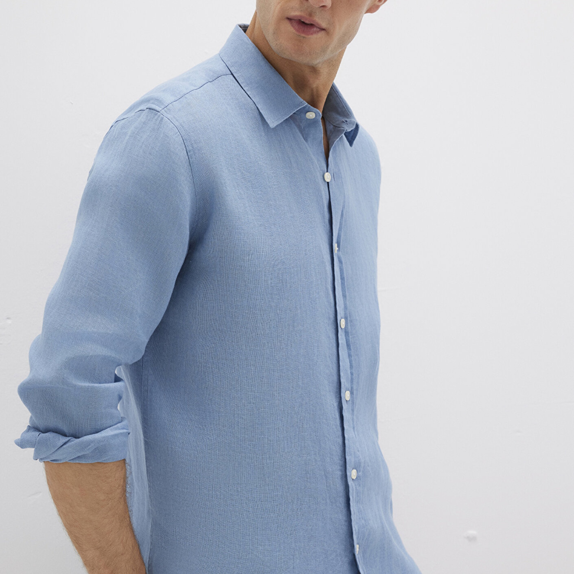 Mavi Mavi Keten Gömlek Slim Fit / Dar Kesim 0211466-70731